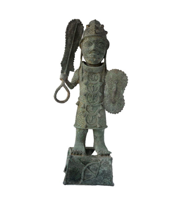 Old bronze african beninese statuette 22*9" 14 lbs. - Image 7