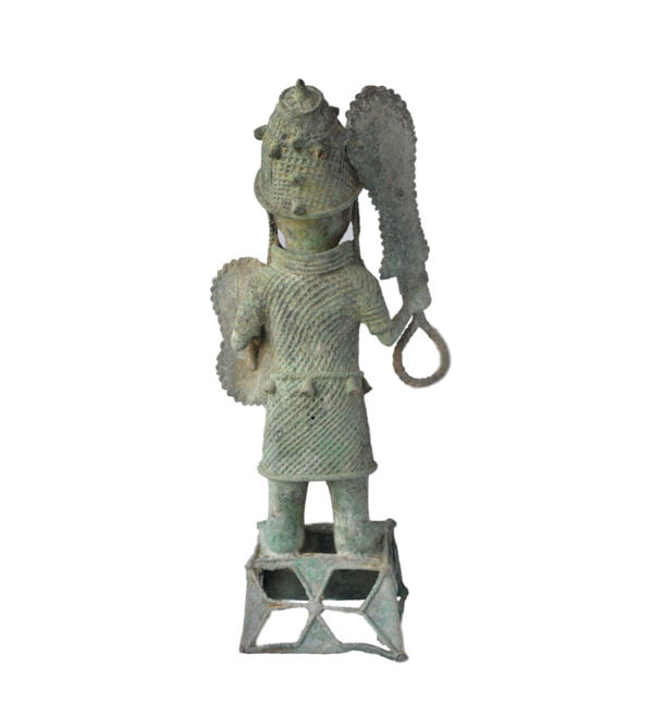 Old bronze african beninese statuette 22*9" 14 lbs. - Image 12