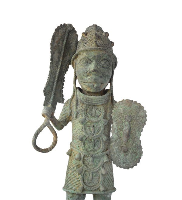 Old bronze african beninese statuette 22*9" 14 lbs. - Image 2
