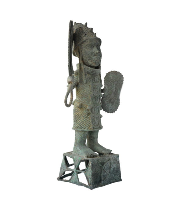 Old bronze african beninese statuette 22*9" 14 lbs. - Image 8