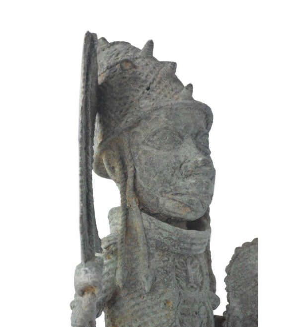 Old bronze african beninese statuette 22*9" 14 lbs. - Image 4