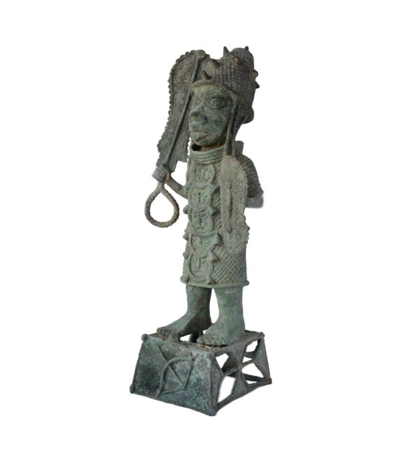 Old bronze african beninese statuette 22*9" 14 lbs. - Image 9