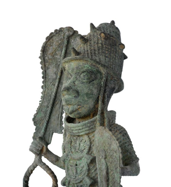 Old bronze african beninese statuette 22*9" 14 lbs. - Image 5