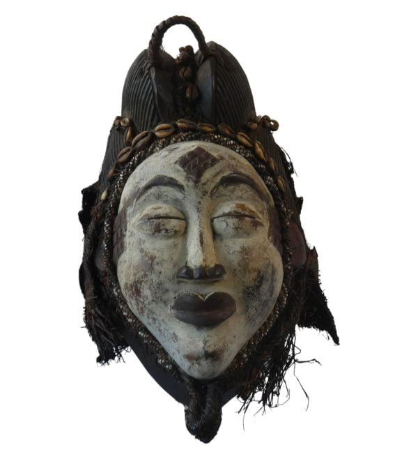 Masque africain Pounou | Masque Tribal du Gabon | Ancien Masque Africain – Image 2