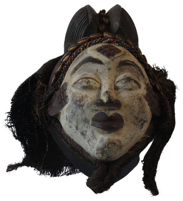 Masque africain Pounou | Masque Tribal du Gabon | Ancien Masque Africain