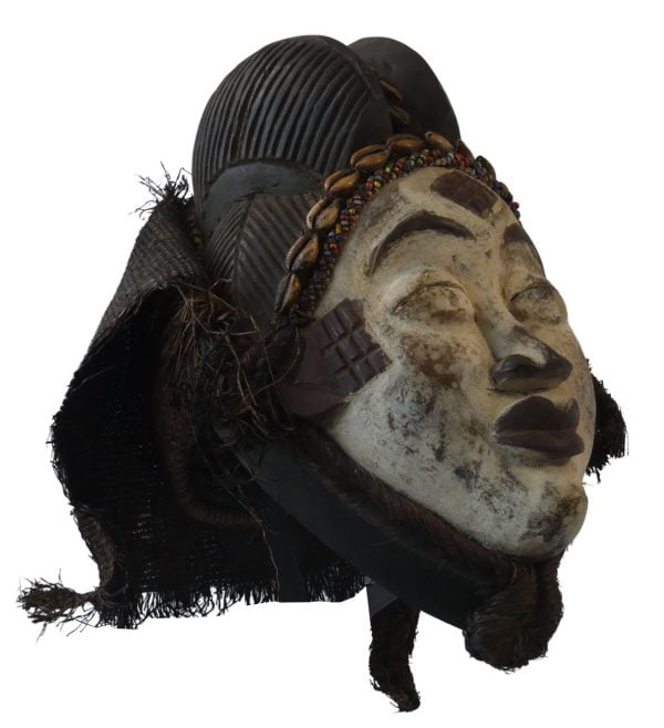 Masque africain Pounou | Masque Tribal du Gabon | Ancien Masque Africain – Image 2