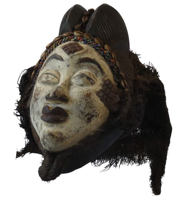 Masque africain Pounou | Masque Tribal du Gabon | Ancien Masque Africain – Image 3