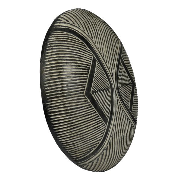 Bouclier africain zoulou en bois | Art Africain Tribal  | Bouclier Rond – Image 3