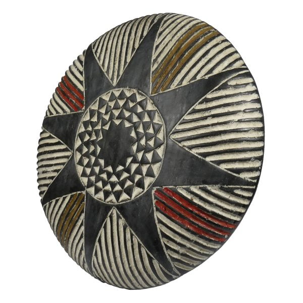 African Zulu Shield | African Tribal Art | Round Carved Shield - Image 3