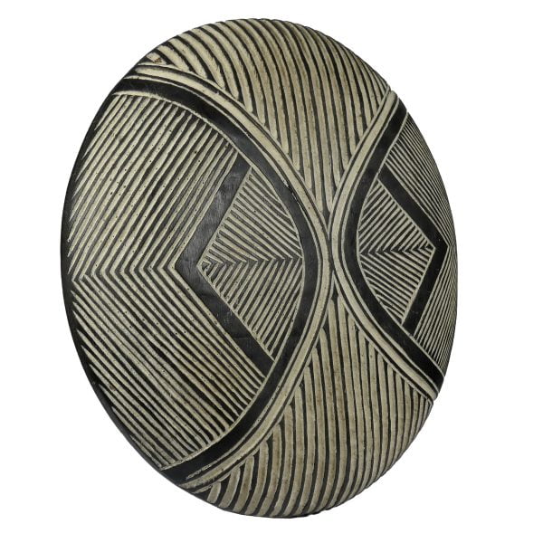 African Zulu Shield | African Tribal Art | Round Carved Shield - Image 3